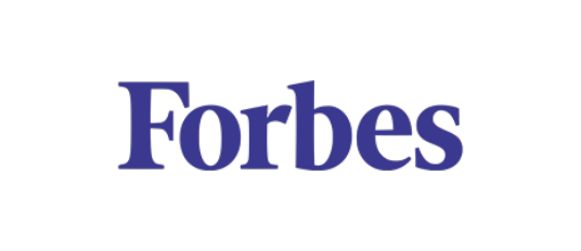 The Forbes logo in bold, dark blue serif font on a transparent background.