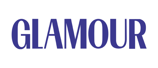 GLAMOUR" in bold, uppercase dark blue letters on a transparent background for surgeon-formulated supplements.