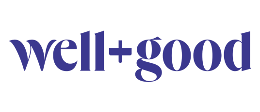 Well + good" in bold, dark blue letters; the image suggests a focus on natural pain relief.