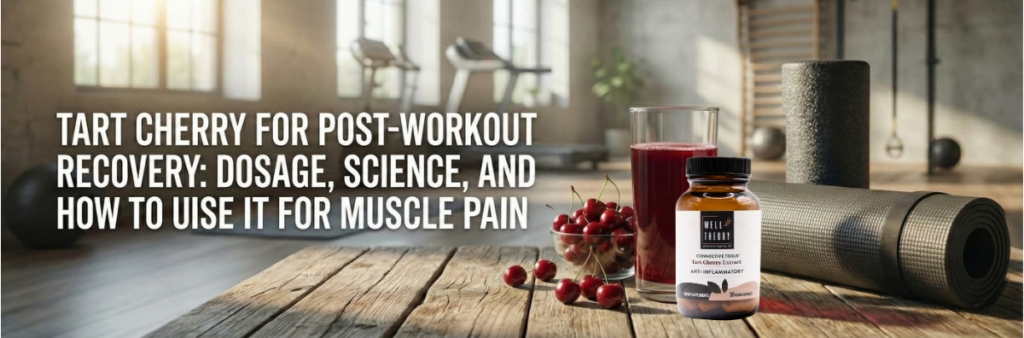 tart cherries with a workout gym in background