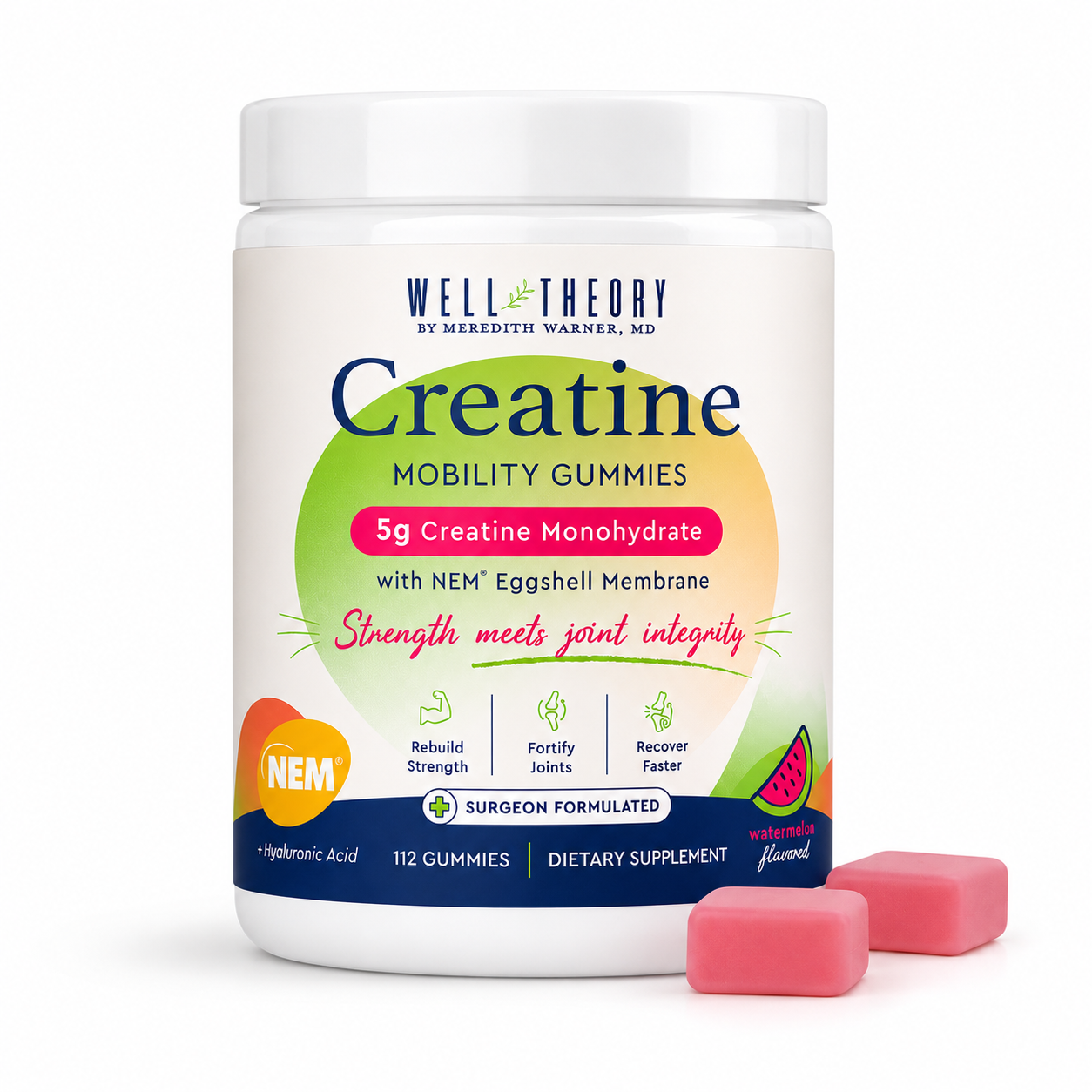 The Well Theory Creatine Mobility Gummy with NEM eggshell membrane for strength mobility and joint support